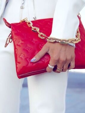 Authentic new rouge coussin rare lamb skin Louis Vuitton purse, limited edition
